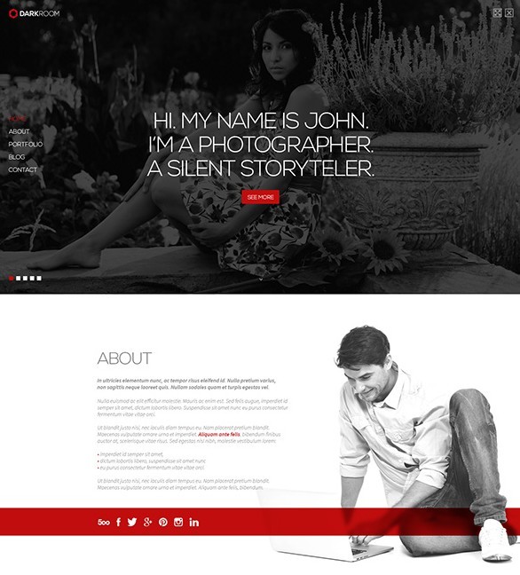 FREE Photography PSD Template with Blog
